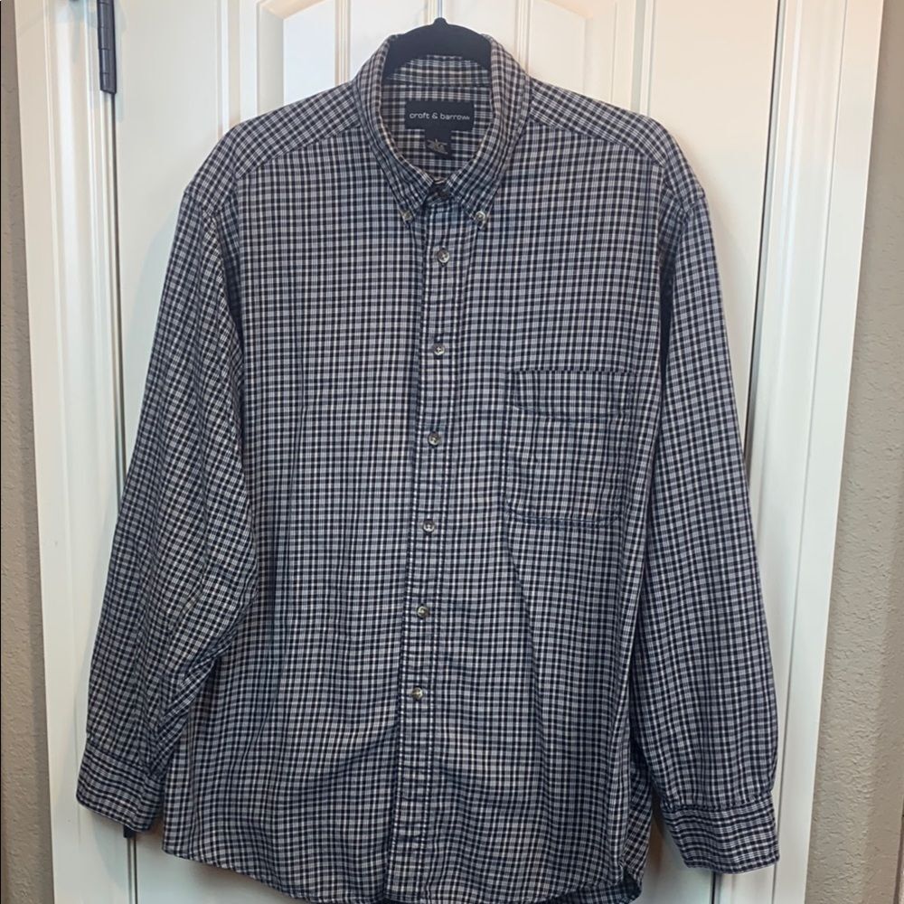 Croft & Barrow Plaid Cotton Button Down Shirt, L